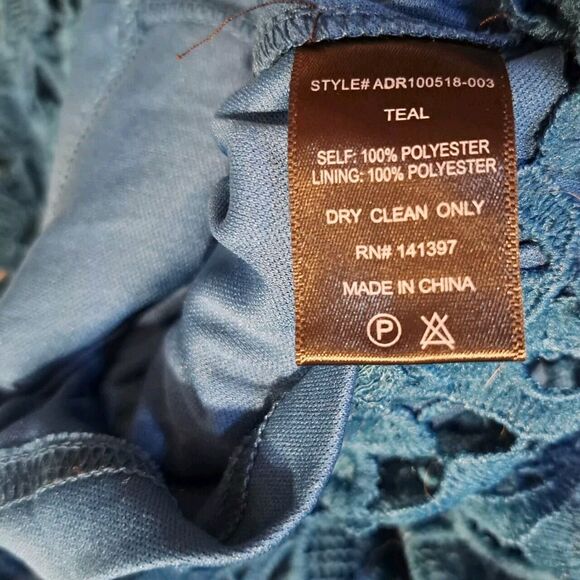 ASTR the Label Teal V-Neck Lace Crochet Tank Midi Dress Party Cocktail Women's M - Picture 10 of 10